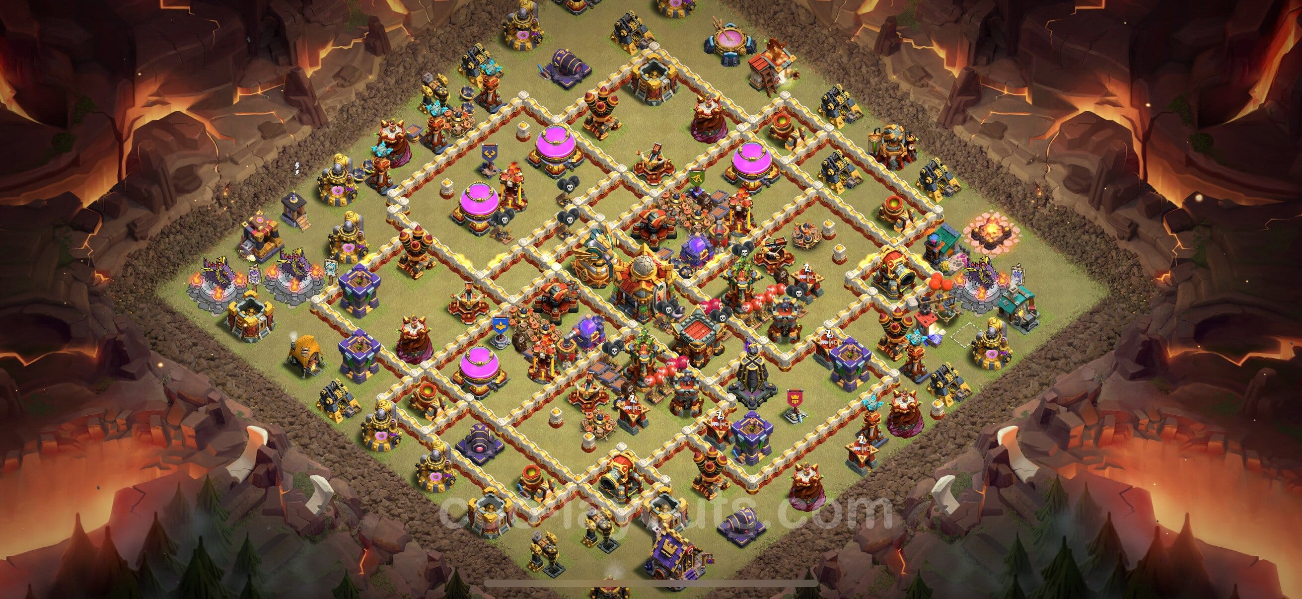 TH16 Trophy Layout 30 - base layout with copy link for Clash of Clans 2026