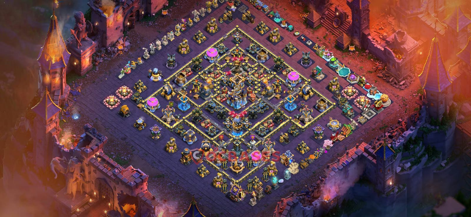 TH18 Anti 2 star Layout 13 - symmetric, anti 2 stars base layout with copy link for Clash of Clans 2026